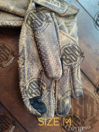 Guanti in pelle beige/marrone taglia M