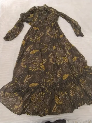 Vestito donna fantasia marrone e giallo