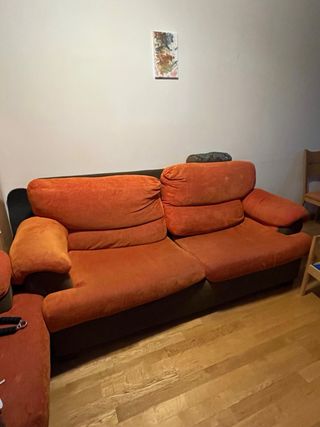 Sofá 2 plazas + chaise longue naranja