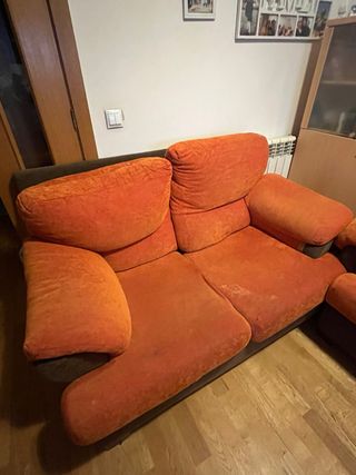 Sofá 2 plazas + chaise longue naranja