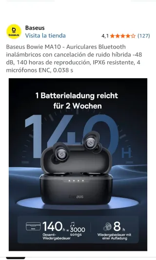 Auriculares Baseus MA10 Noise Cancelling