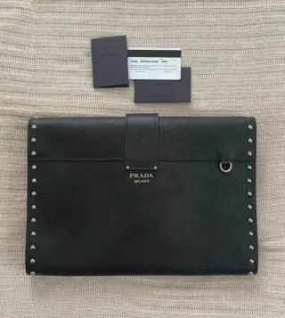 Bolso Clutch Prada Saffiano Piel Negro