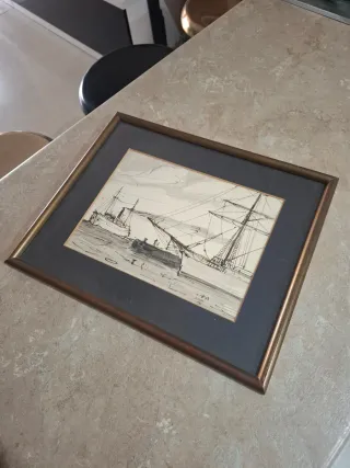 Cuadro Dibujo Sampol Barcos 39x32cm