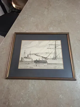 Cuadro Dibujo Sampol Barcos 39x32cm