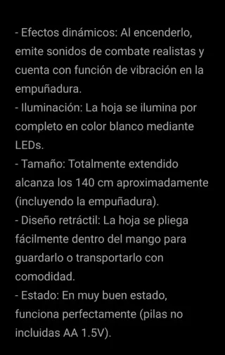 Espada láser LED Star Wars luz y sonido