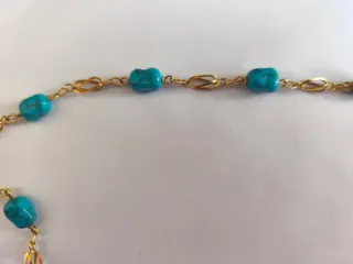 Collar oro 18k con jaulas y piedrac tipo  turquesa