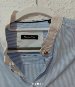 Camisa Massimo Dutti cuello mao azul