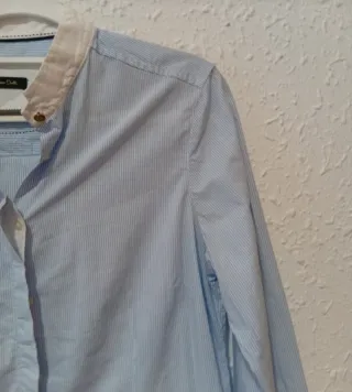 Camisa Massimo Dutti cuello mao azul