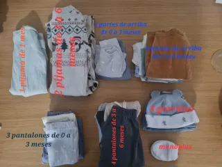 Ropa de bebé de 0 a 6 meses.