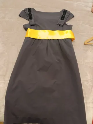 Vestido Tintoretto Talla 40 Gris y Amarillo