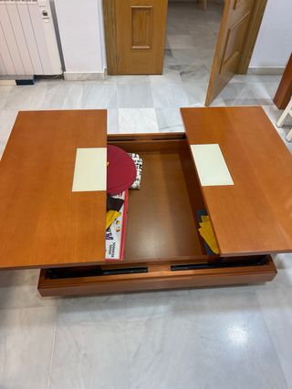 Mesa de centro elevable madera y cristal