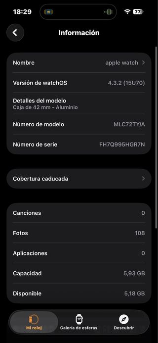 Apple Watch Serie 1 Plata/Azul Marino