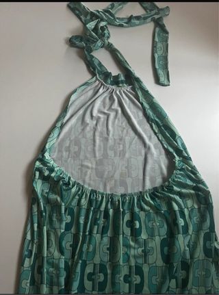 Vestido largo verde y azul