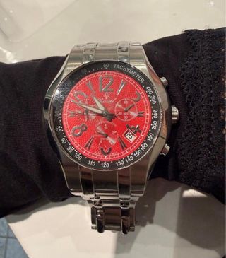 Reloj Basel Hombre Rojo y Plateado
