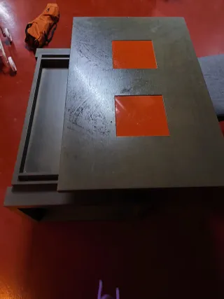 Mesa de comedor elevable gris y naranja