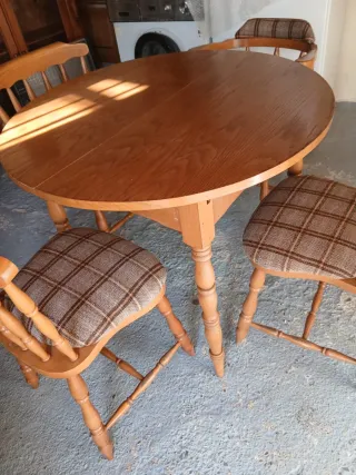 Mesa comedor redonda extensible madera