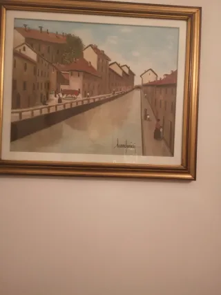 Quadro paesaggio montano con casa quatri in pittur