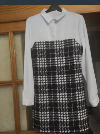 Vestido blanco y negro a cuadros