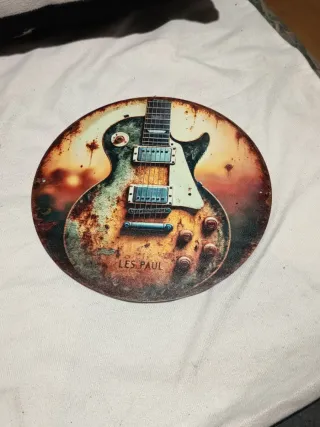 Placa Metálica Vintage Guitarra Les Paul 20cm