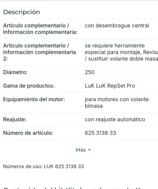 Embrague Opel insignia 2.0 CDTI