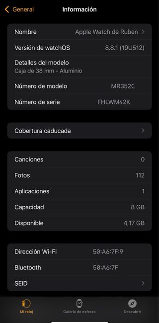 Apple Watch 38mm Aluminio Gris Espacial