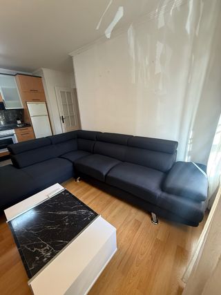 Sofá esquinero tela negro