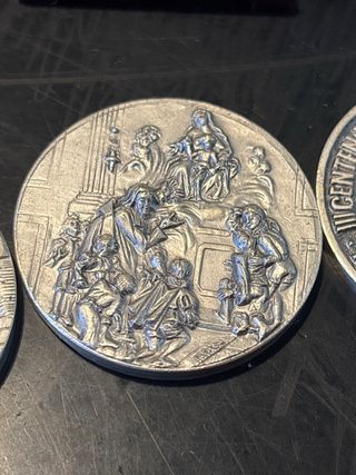 3 medaglioni commemorativi in lega d'argento