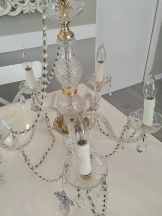 Lámpara araña vintage romántica cristal perlas