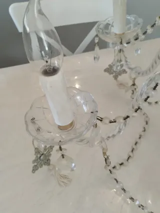 Lámpara araña vintage romántica cristal perlas