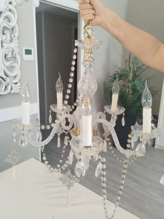 Lámpara araña vintage romántica cristal perlas
