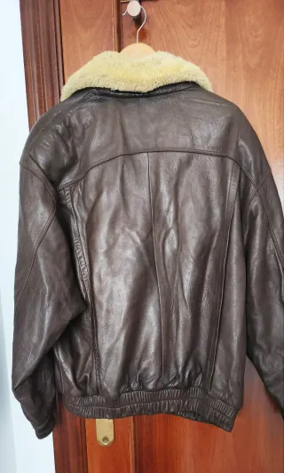 Chaqueta de piel marrón hombre talla 54