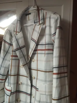 Blazer cuadros blanco y multicolor