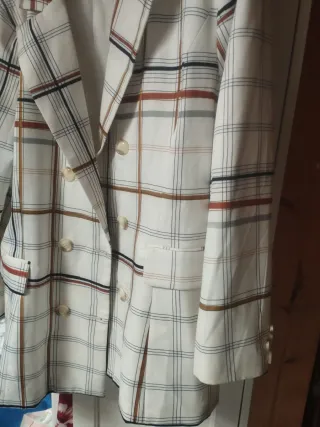 Blazer cuadros blanco y multicolor