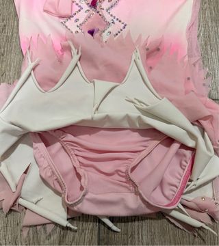 Maillot patinaje artístico rosa con pedrería