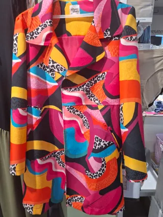 Gabardina Italiana Blanco Roto Multicolor XL