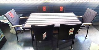Mesa de Terraza +6 Sillas Ratán  Conjunto completo
