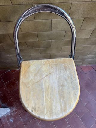 Taburete plegable alto madera y metal