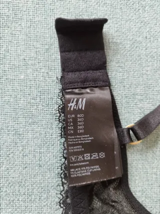 Sujetador H&M encaje negro 80D