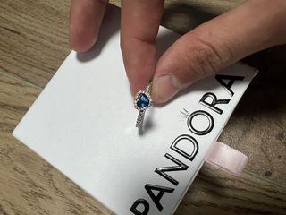 Anillo Pandora Corazón Azul Plata 925