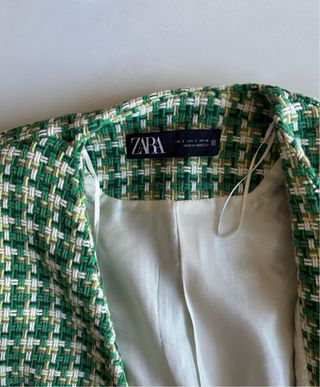 Traje Zara Chaqueta y vestido Tweed Verde