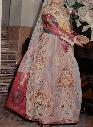 Vestido Fallera Completo Oro y Rosa