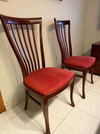 6 Sillas de Comedor Madera Rojas