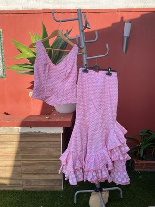 Conjunto Flamenco Top y Falda Rosa