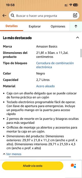 Caja Fuerte Amazon Basics Digital