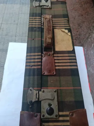 Maleta Vintage Cuadros Marrón y Verde