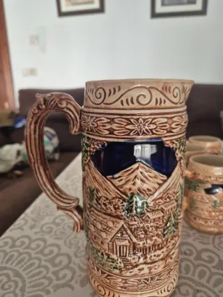 Jarra y 6 Tazas de Cerámica