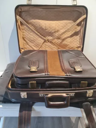 Set de dos Maletas Vintage Gladiator Cuero Marrón