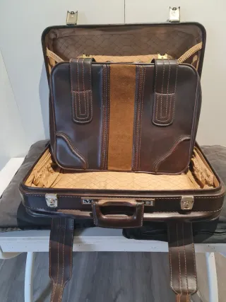 Set de dos Maletas Vintage Gladiator Cuero Marrón