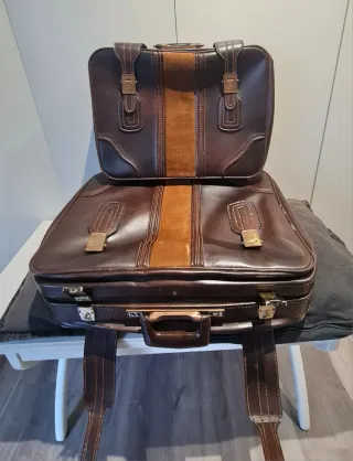 Set de dos Maletas Vintage Gladiator Cuero Marrón