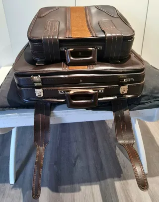 Set de dos Maletas Vintage Gladiator Cuero Marrón